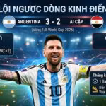 Infographic toàn cảnh kết quả trận đấu Argentina vs Ai Cập với tỷ số 3-2 tại vòng 1/8 World Cup 2026, vinh danh màn lội ngược dòng kinh điển của Lionel Messi trên Xoilac TV.